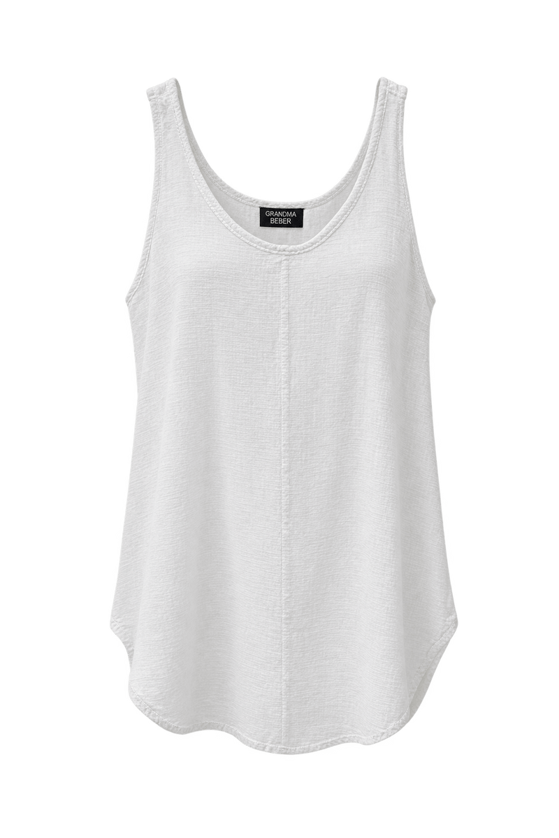 1990s White Cotton Tank Top - Front View
