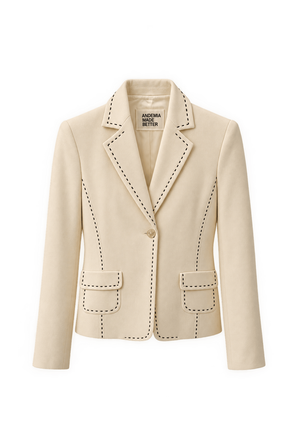 1990s Cream Cotton Blend Jacket - Front View