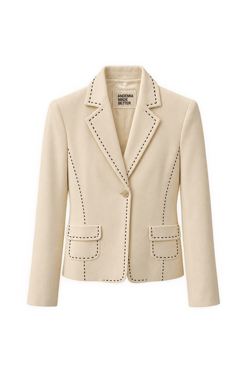 1990s Cream Cotton Blend Jacket - Front View