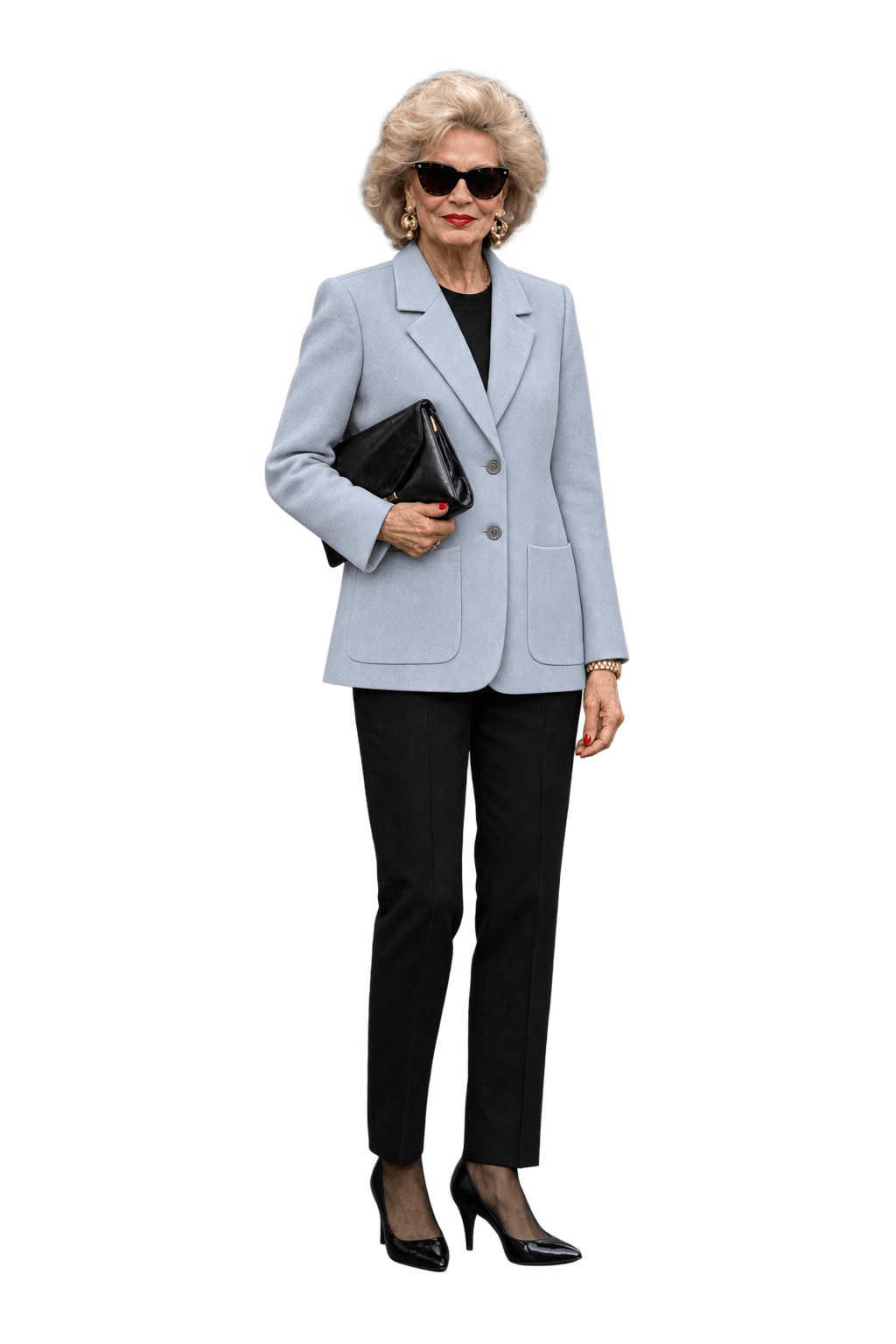 1980s Light Blue Wool Blend Blazer - Model