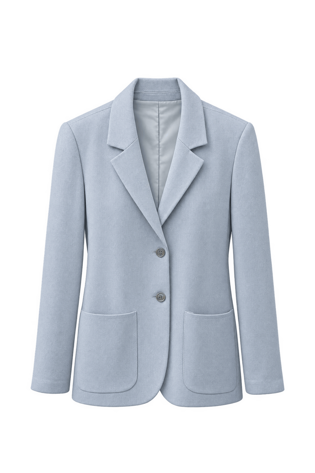 1980s Light Blue Wool Blend Blazer - Front View