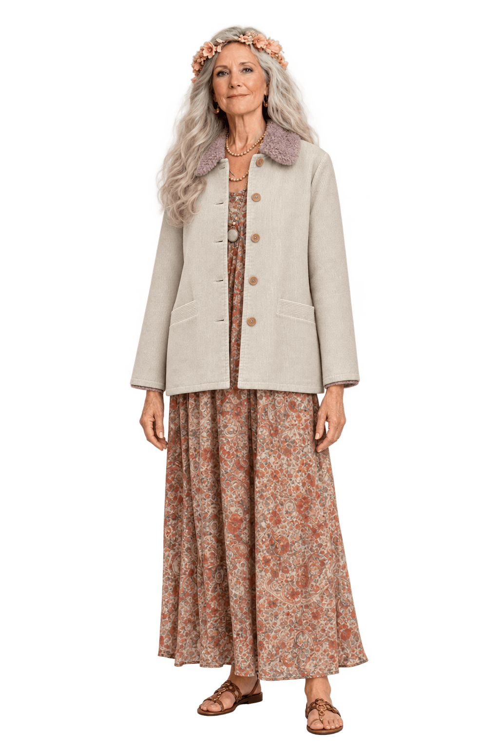 1970s Cream Cotton Jacket - Model