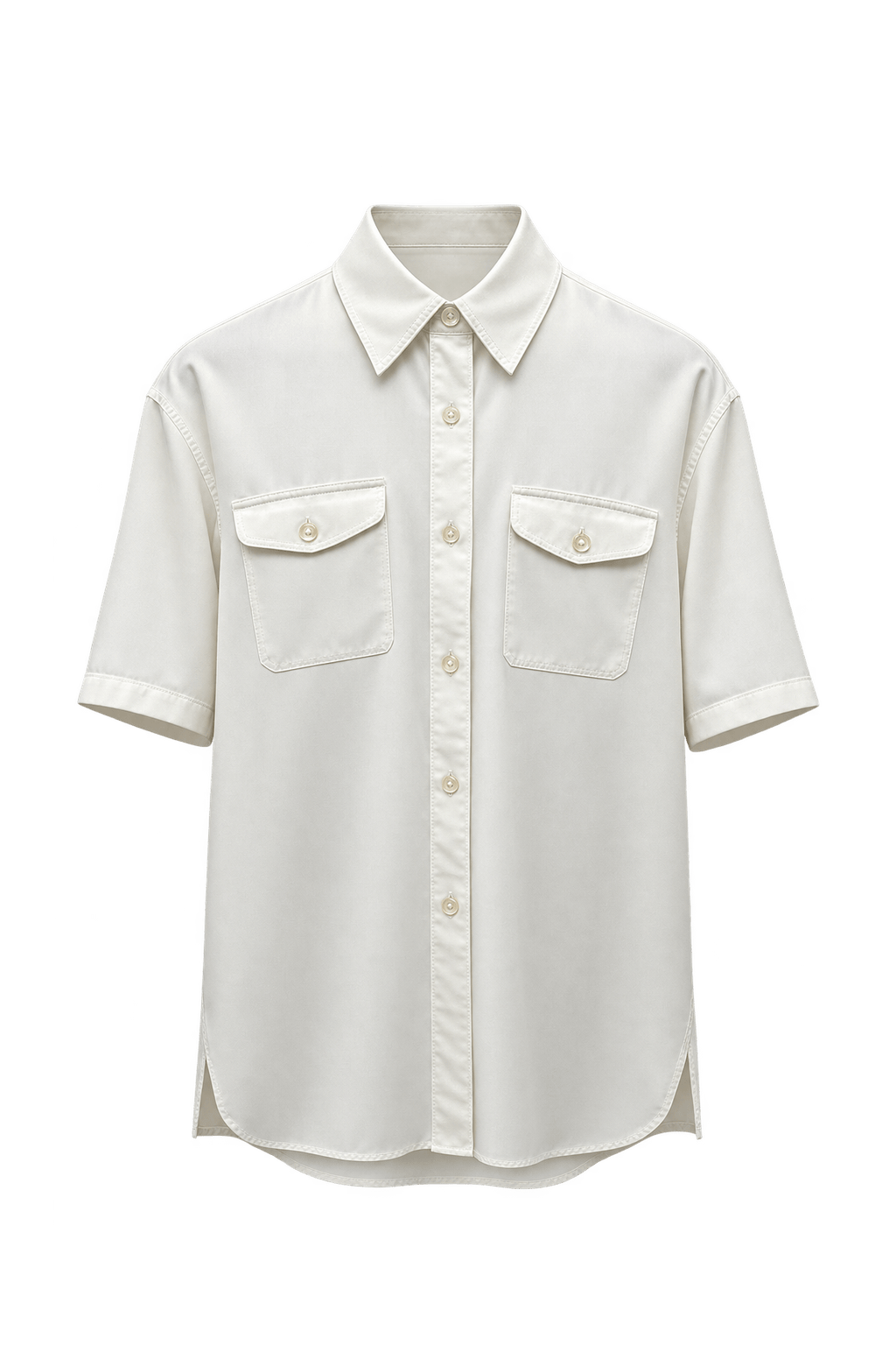 1970s Cream White Silk Shirt - Front View