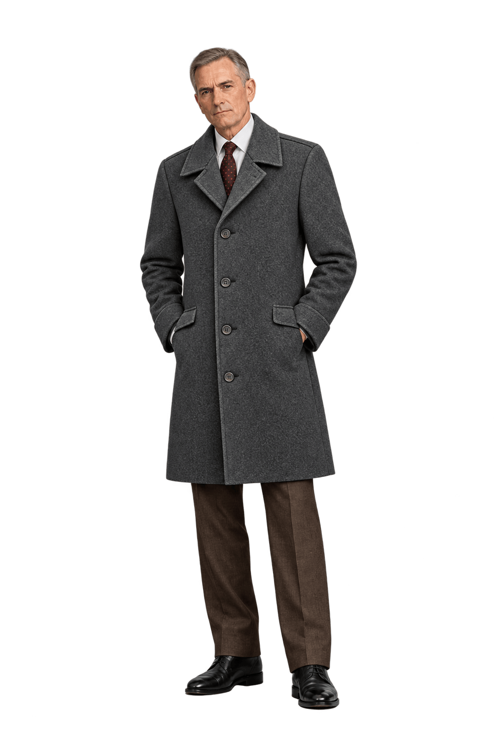 1990s Charcoal Grey Wool Coat - Model