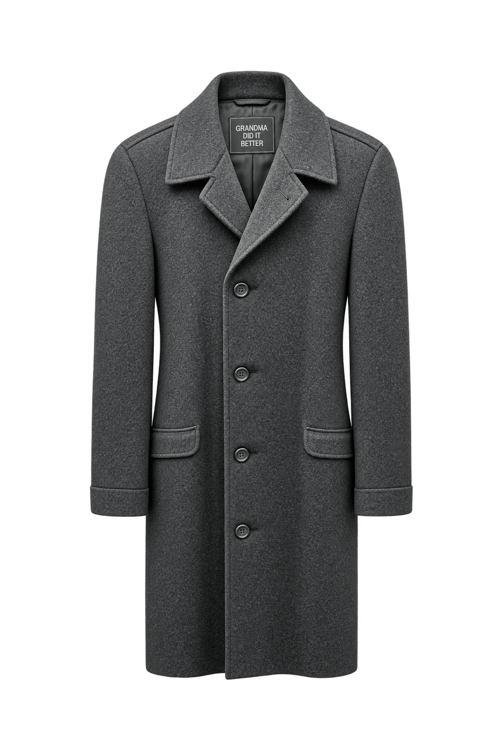 1990s Charcoal Grey Wool Coat - Front View