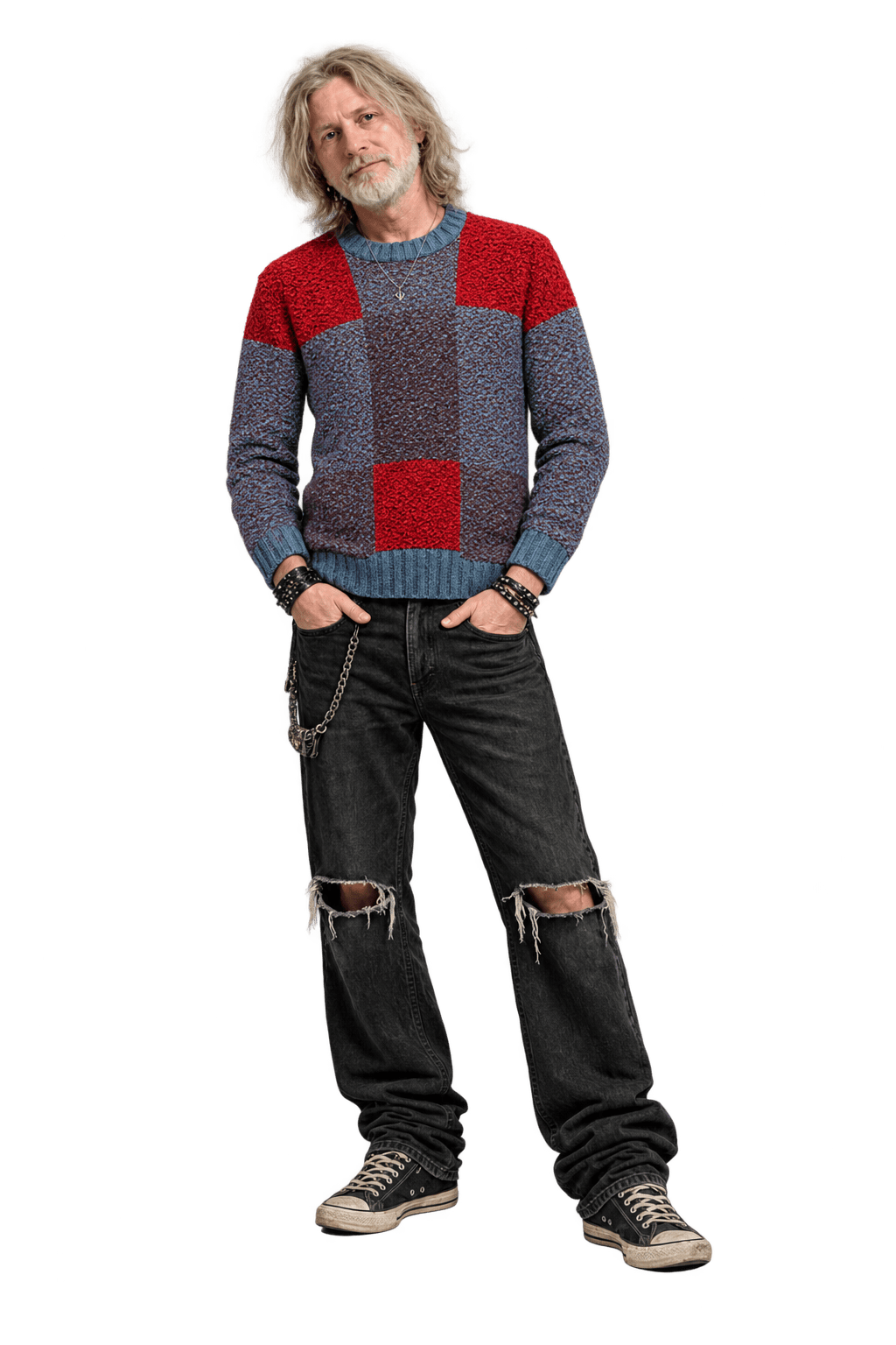 1990s Burgundy Wool Blend Sweater - Model
