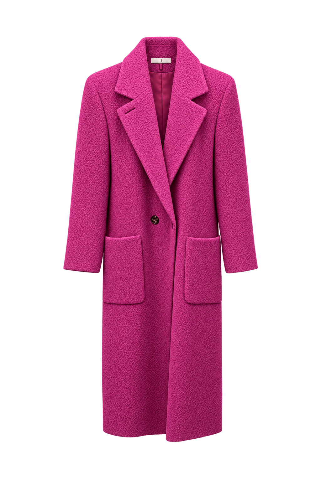 1990s Fuchsia Synthetic Blend Coat - Front View