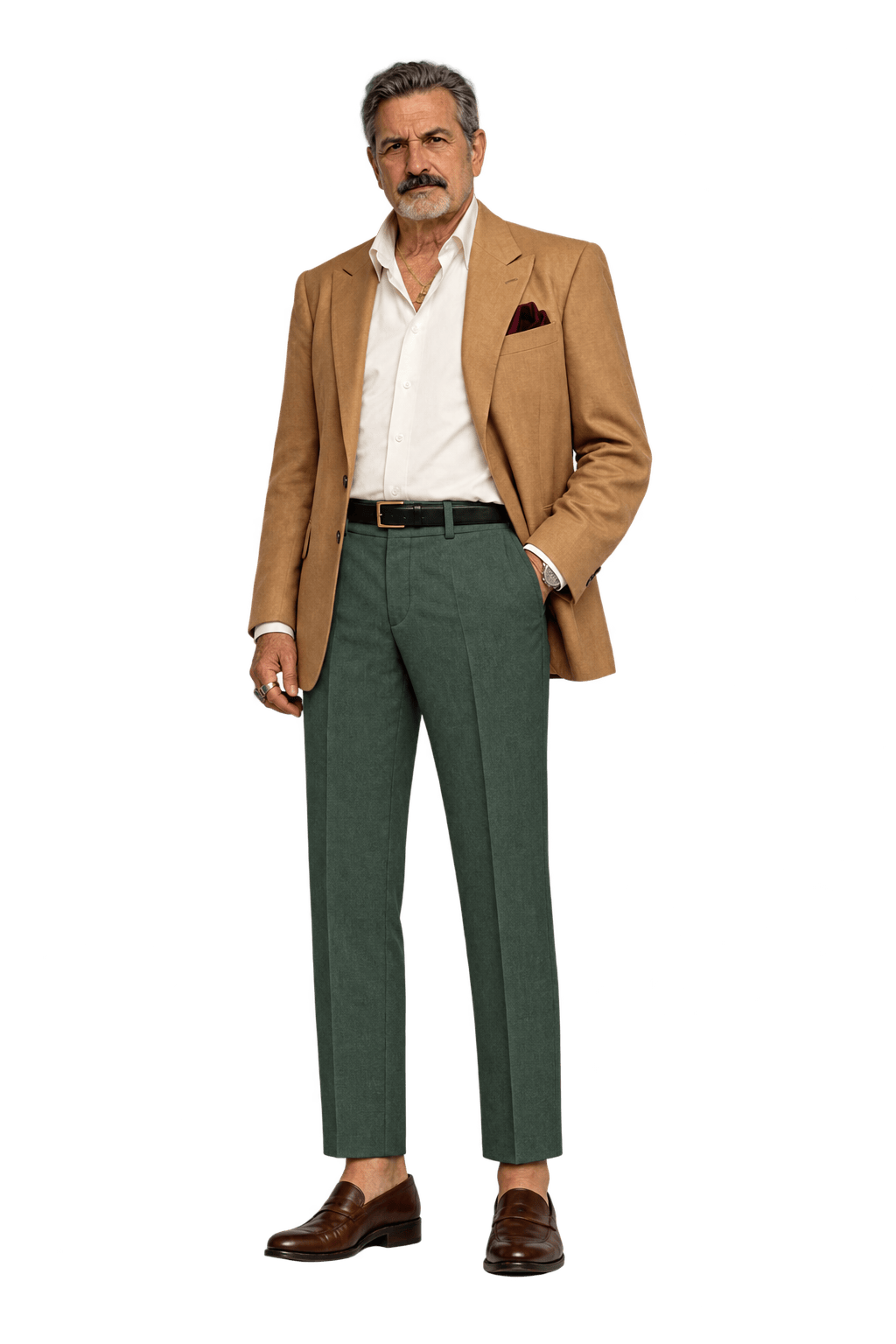 1980s Forest Green Wool Trousers - Model