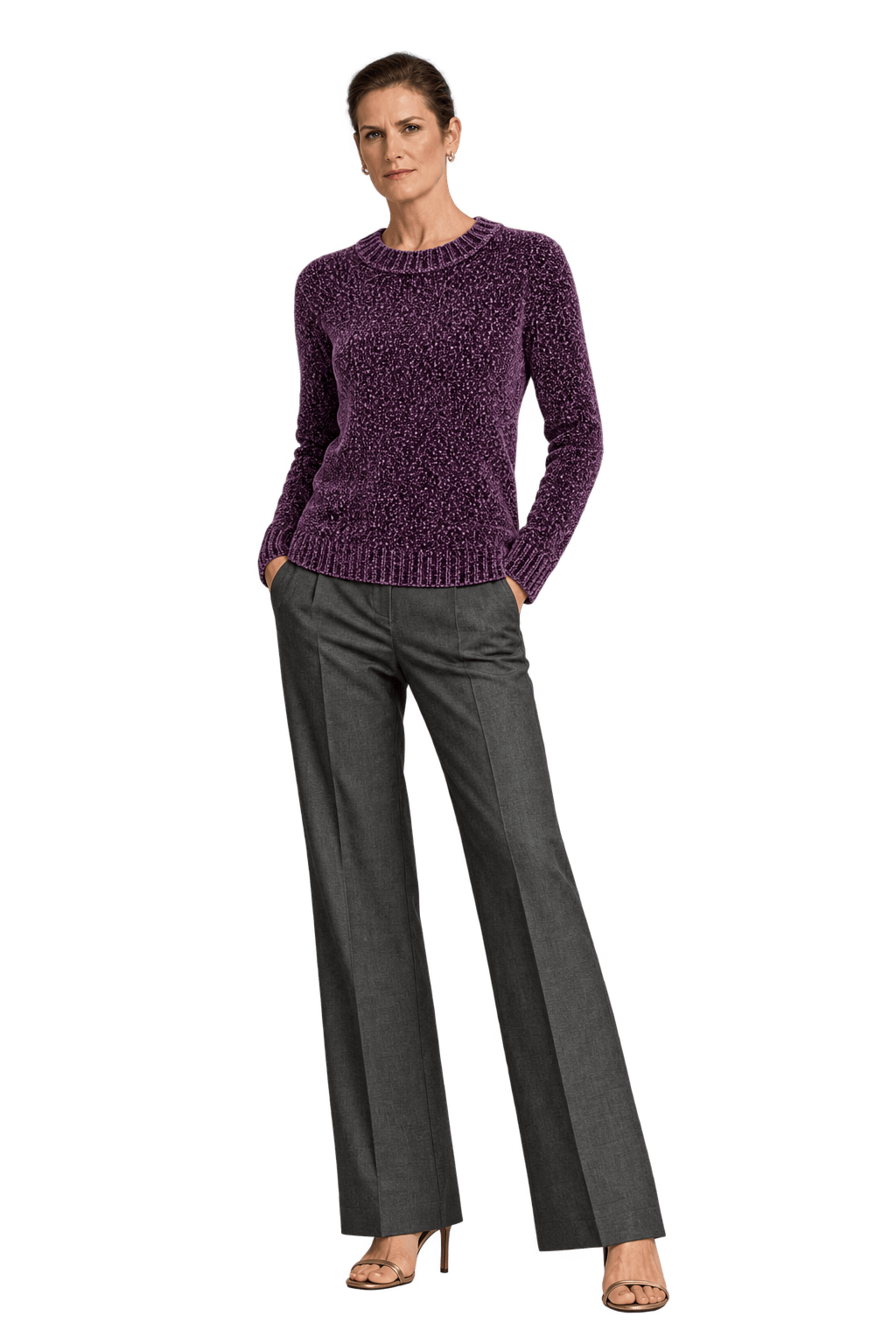 1990s Deep Purple Chenille Sweater - Model