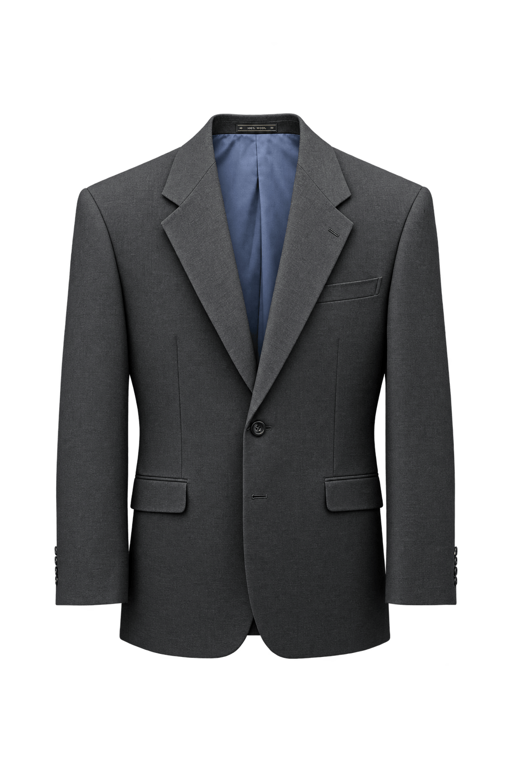 1990s Navy Blue Wool Blazer - Front View