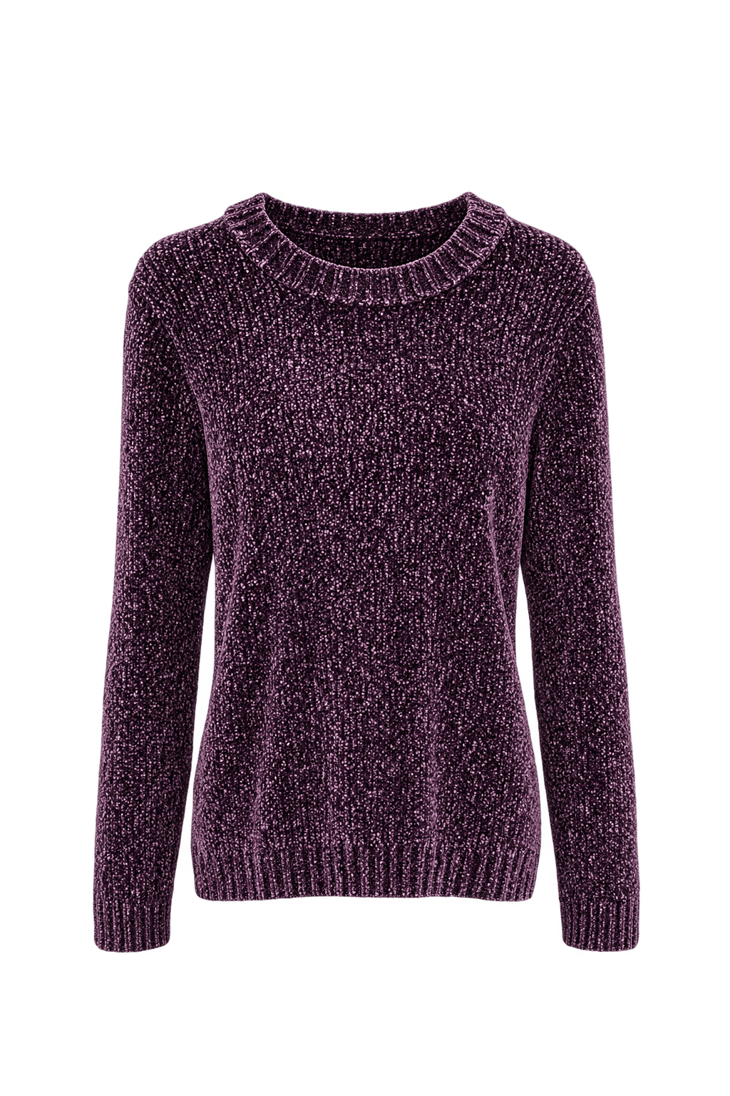 1990s Deep Purple Chenille Sweater - Front View