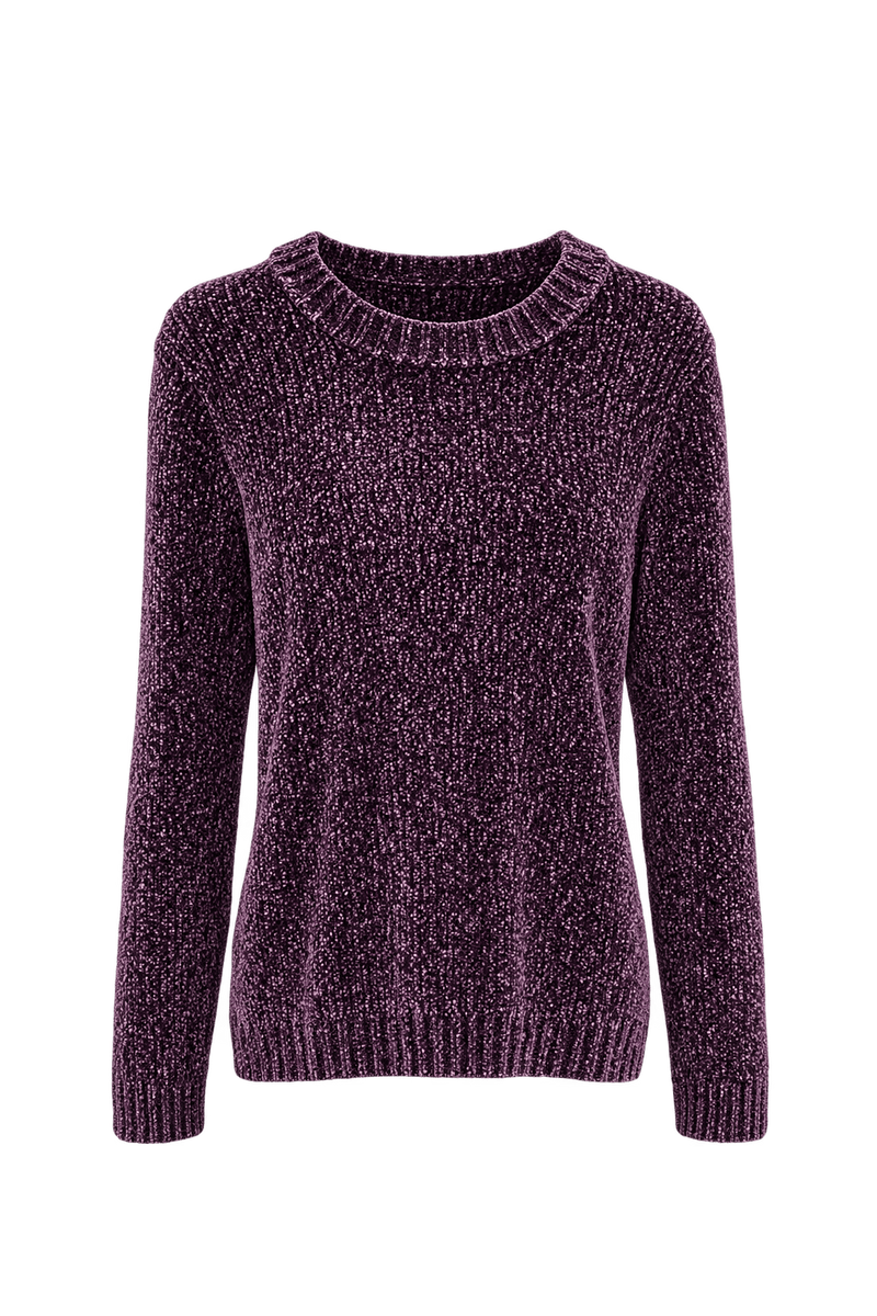 1990s Deep Purple Chenille Sweater - Front View