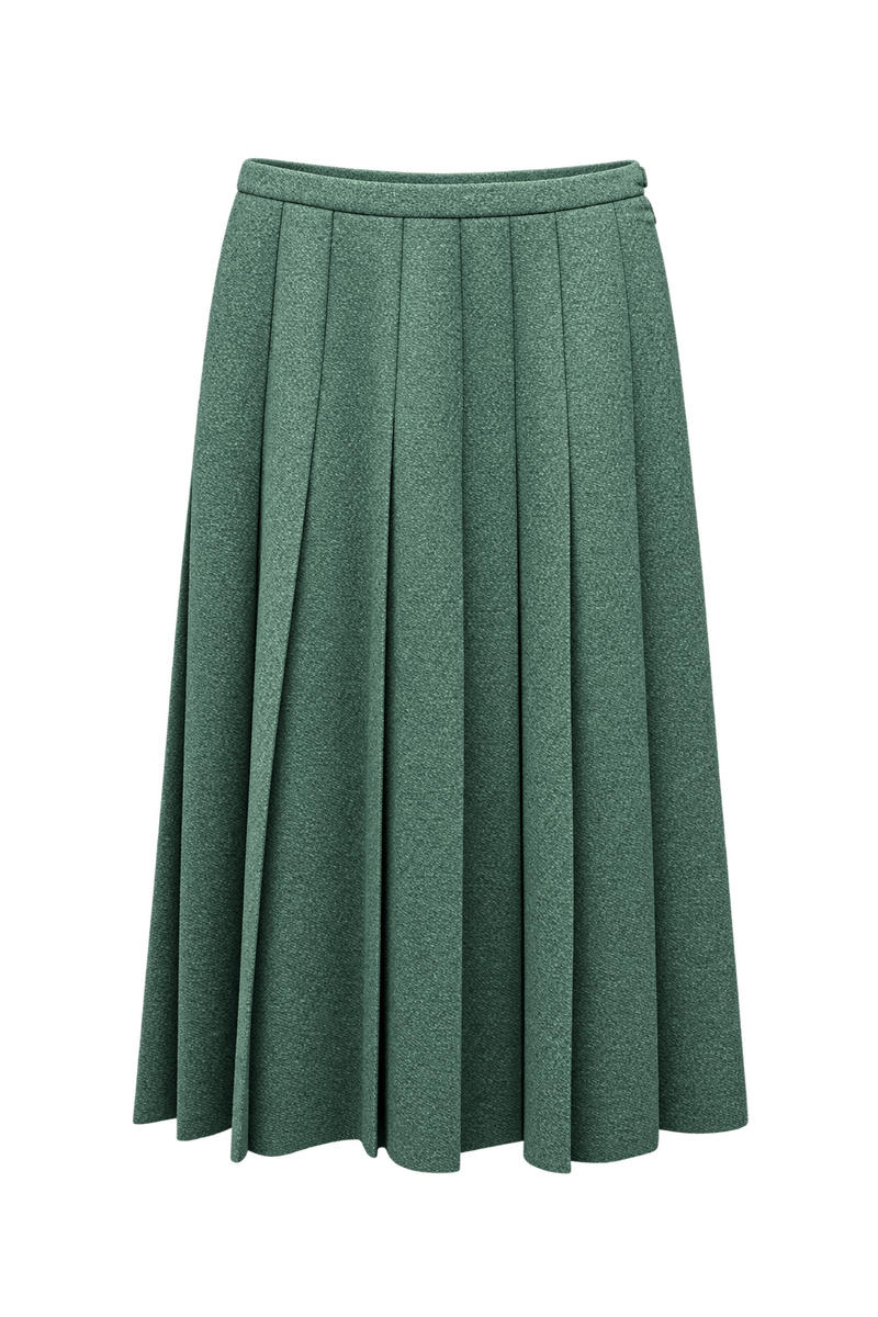 1960s Green Synthetic Blend Skirt - Front View