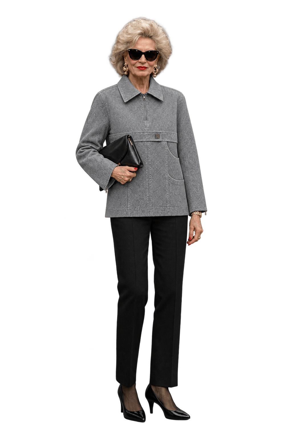 1980s Heather Grey Cotton Blend Jacket - Model