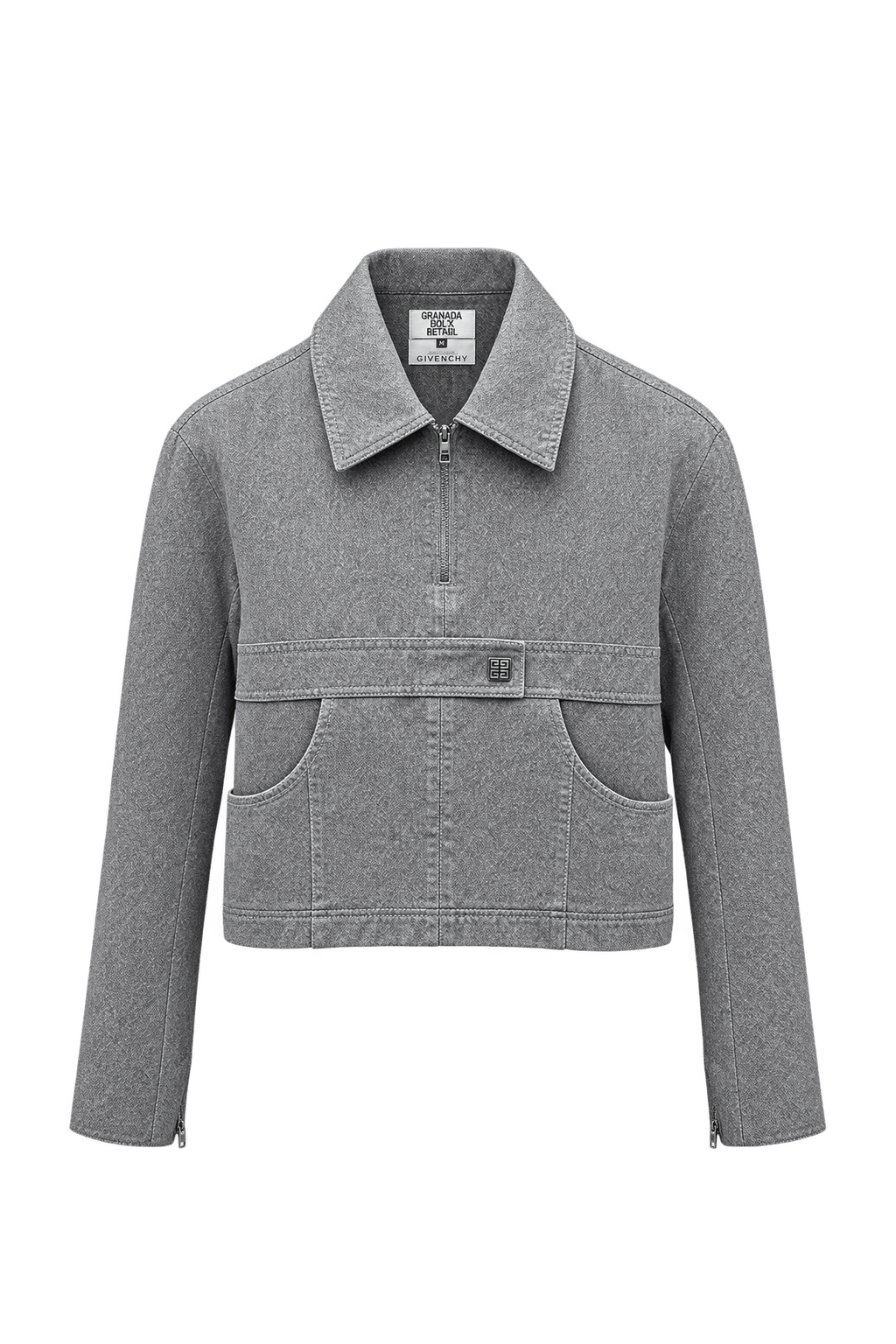 1980s Heather Grey Cotton Blend Jacket - Front View