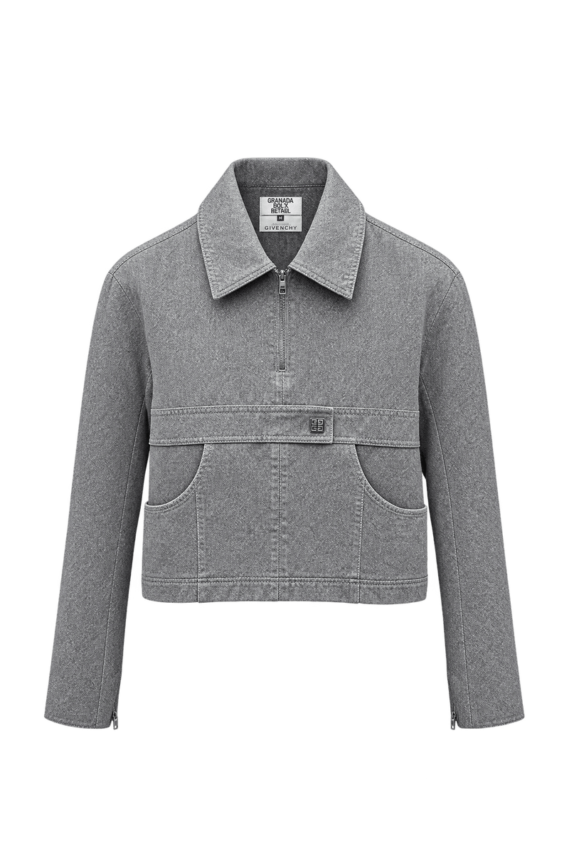 1980s Heather Grey Cotton Blend Jacket - Front View