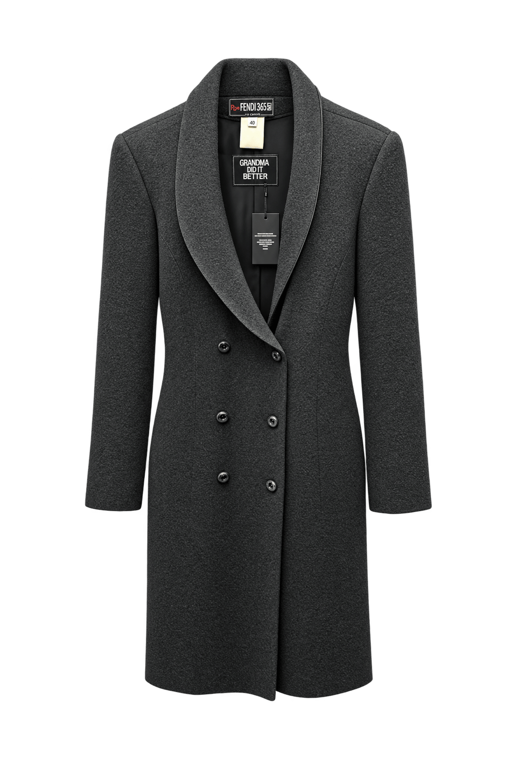 1980s Charcoal Grey Wool Coat - Front View