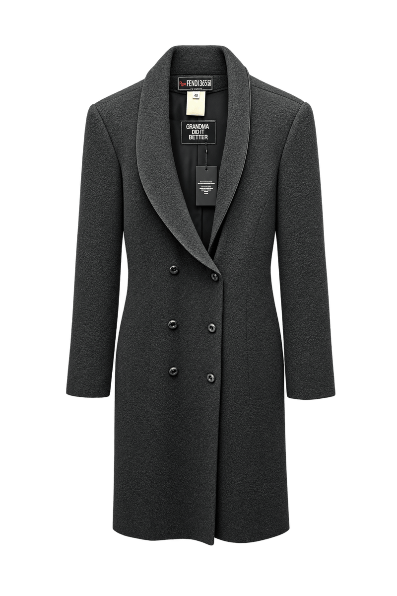 1980s Charcoal Grey Wool Coat - Front View