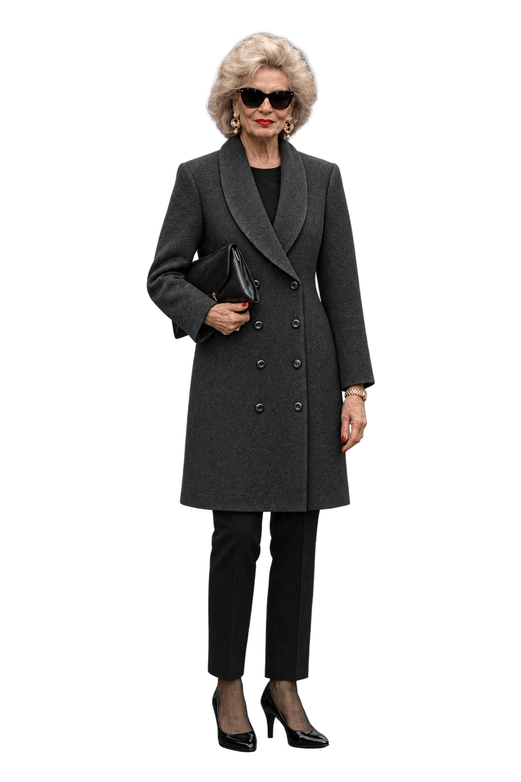 1980s Charcoal Grey Wool Coat - Model