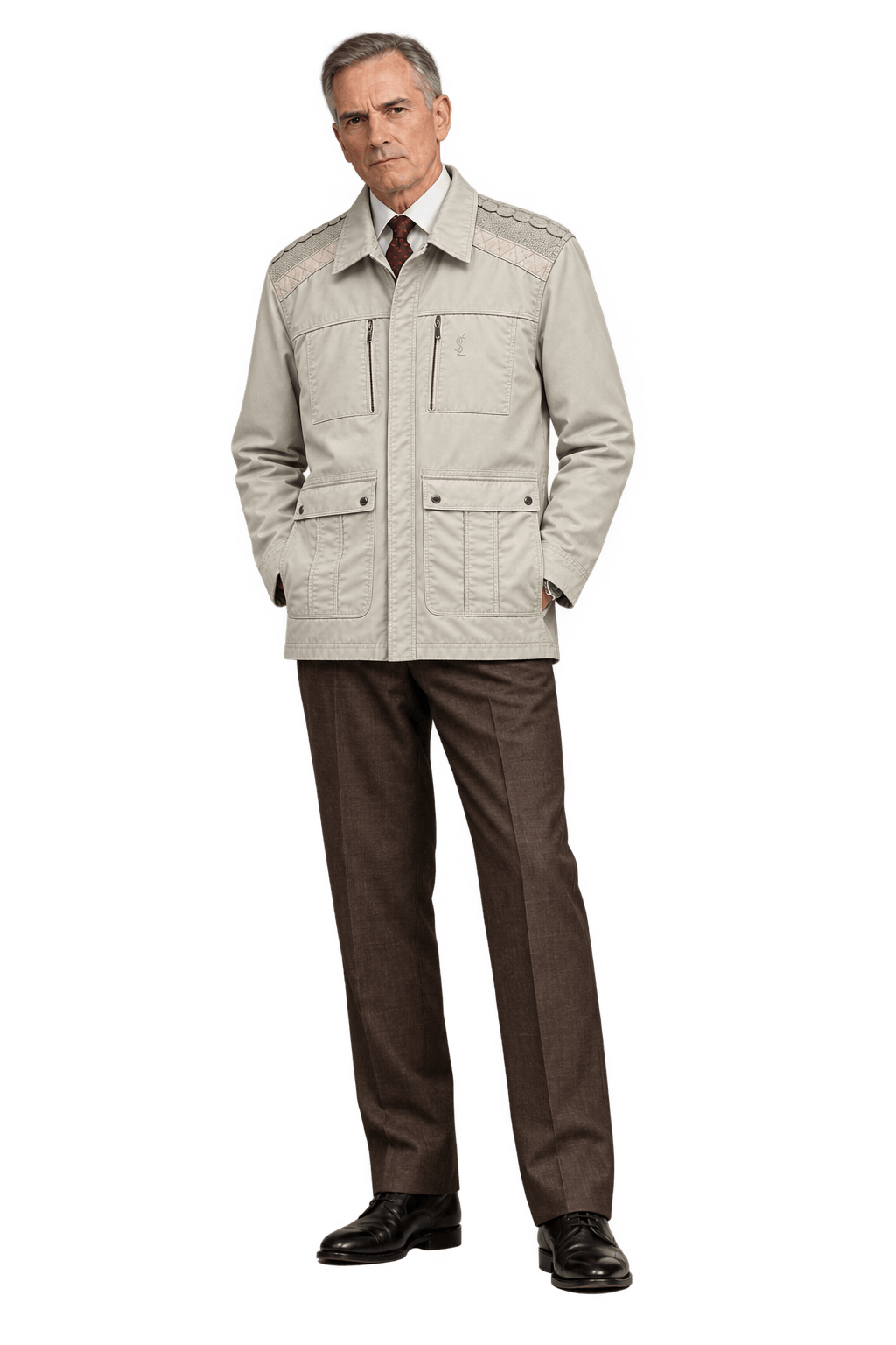 1990s Beige Cotton Blend Jacket - Model