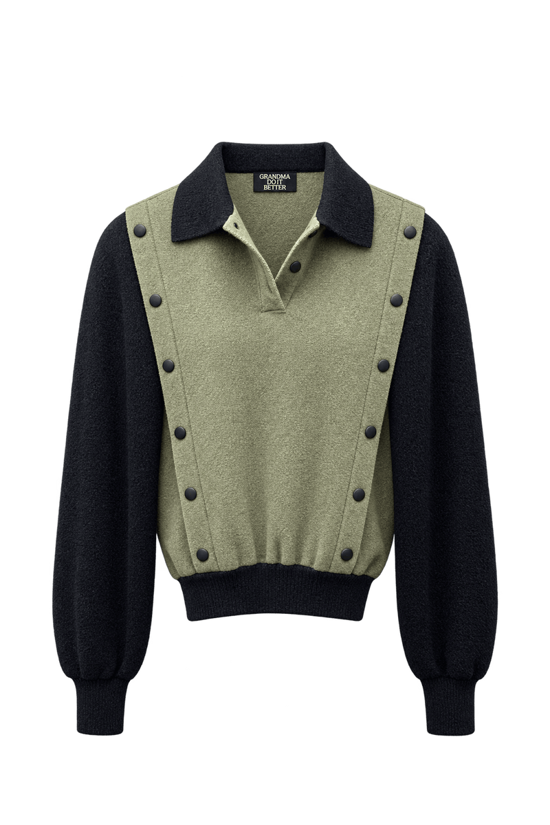 1980s Olive Green Wool Blend Sweater - Front View