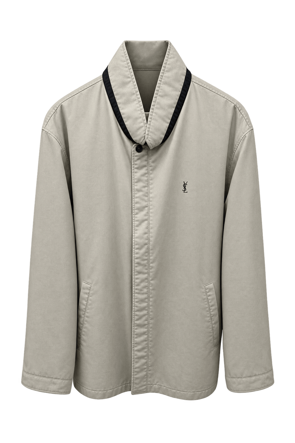 1980s Beige Cotton Blend Jacket - Front View