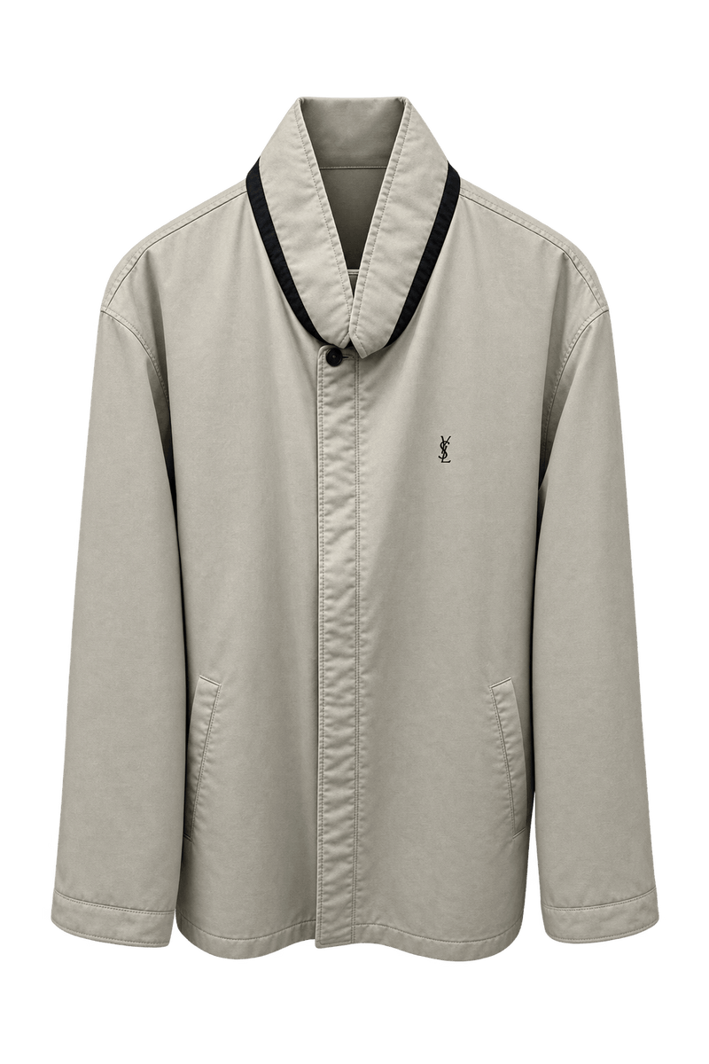 1980s Beige Cotton Blend Jacket - Front View