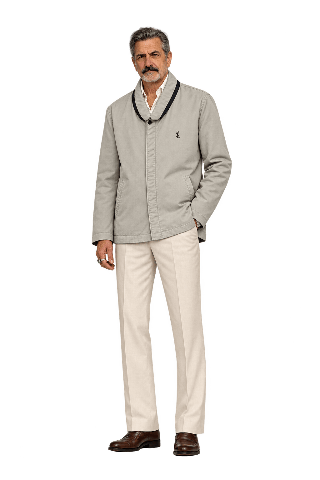 1980s Beige Cotton Blend Jacket - Model