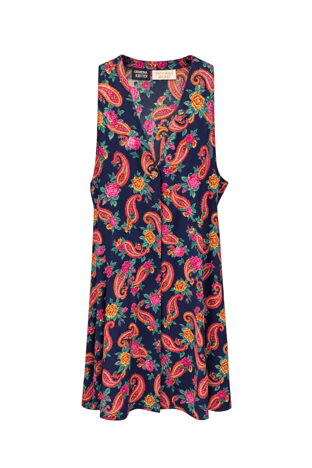 1980s Navy Blue Synthetic Blend Dress - Front View