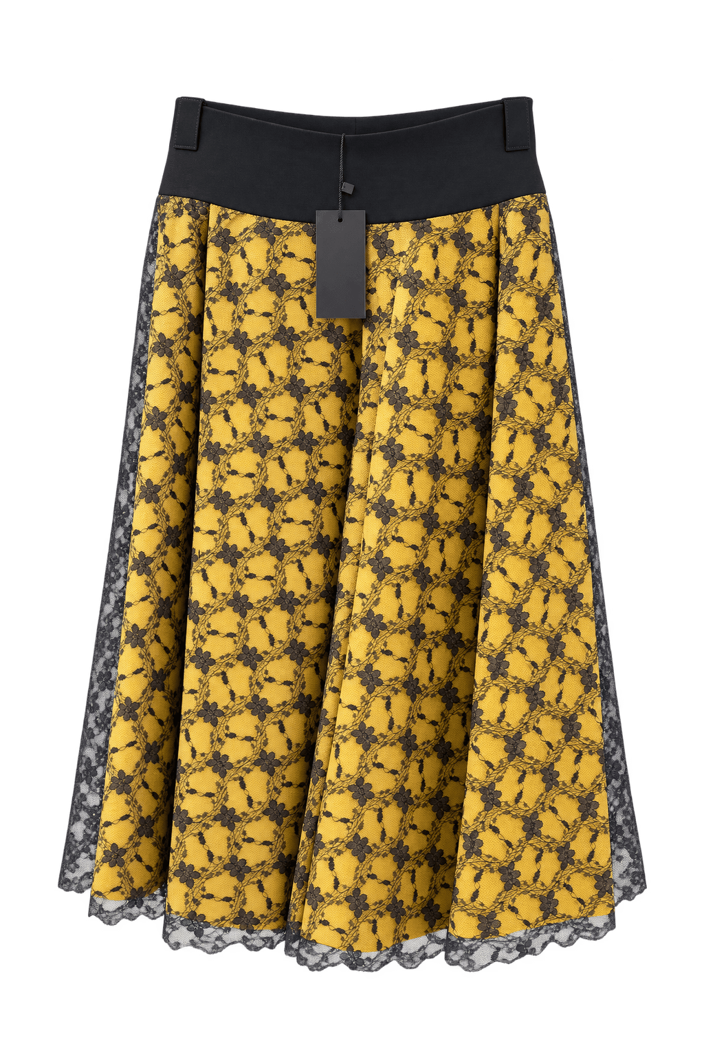 1990s Yellow Synthetic Blend Skirt - Front View