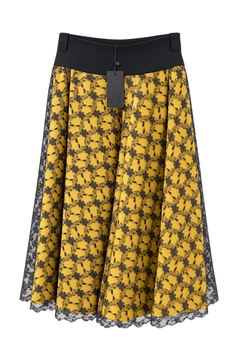 1990s Yellow Synthetic Blend Skirt - Front View