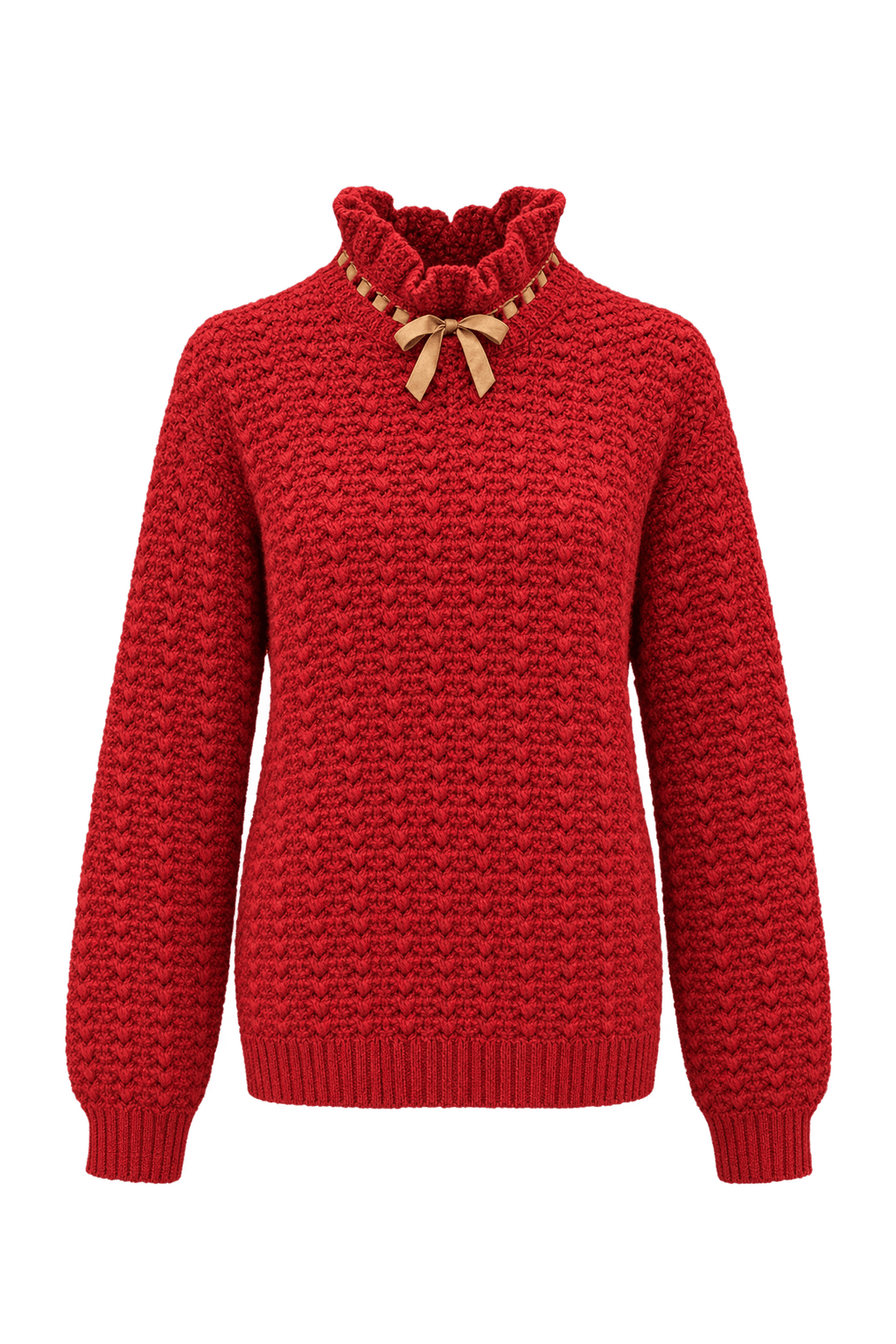 1970s Deep Red Cotton Blend Sweater - Front View
