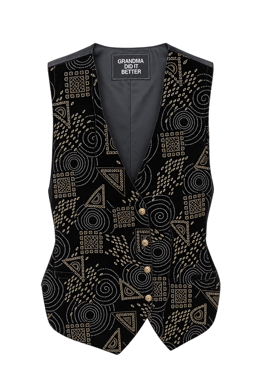 1970s Black Velvet Vest - Front View