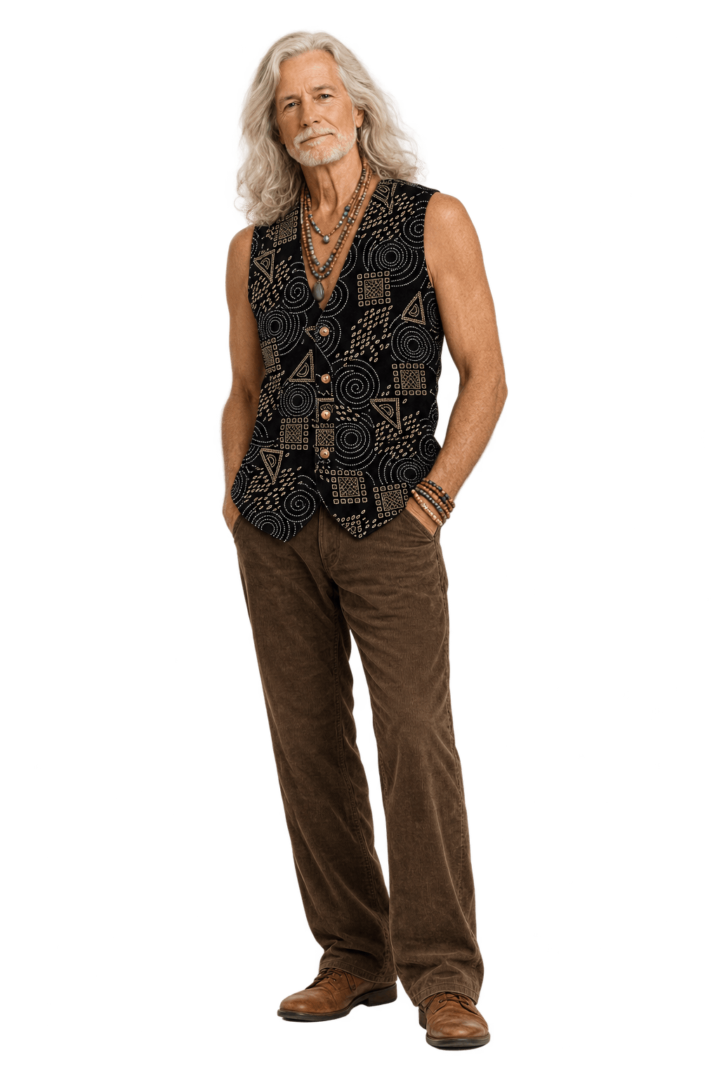 1970s Black Velvet Vest - Model