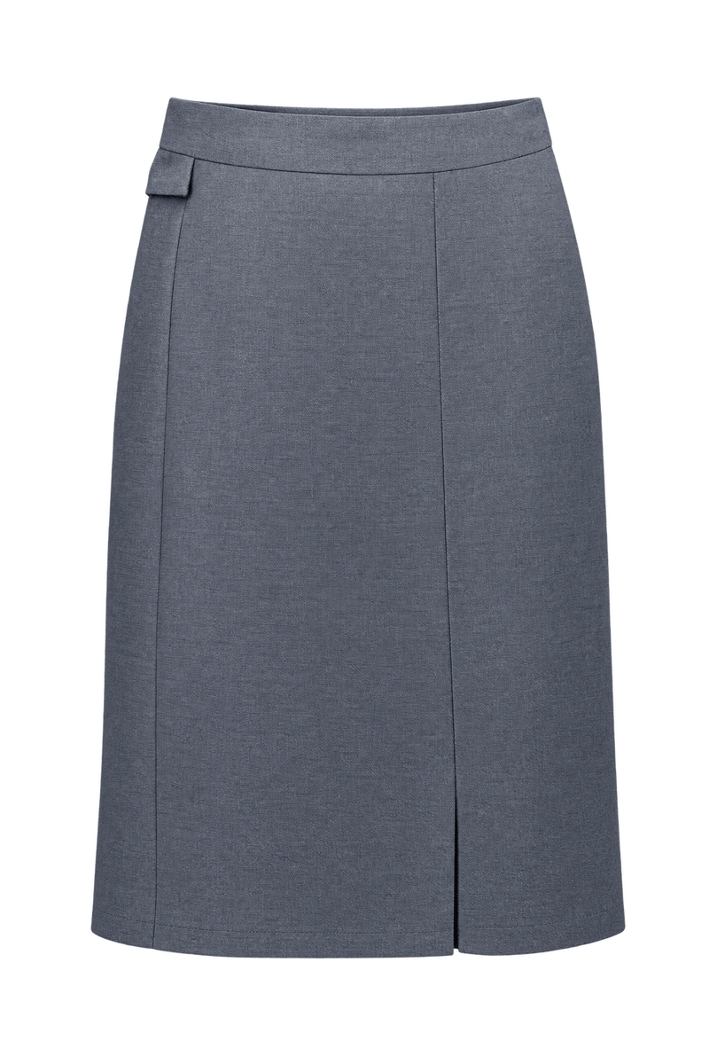 1980s Navy Blue Synthetic Blend Skirt - Front View