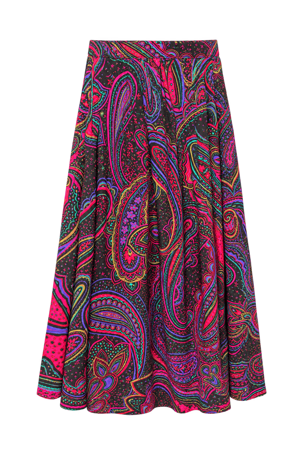 1980s Multicolor Synthetic Blend Skirt - Front View