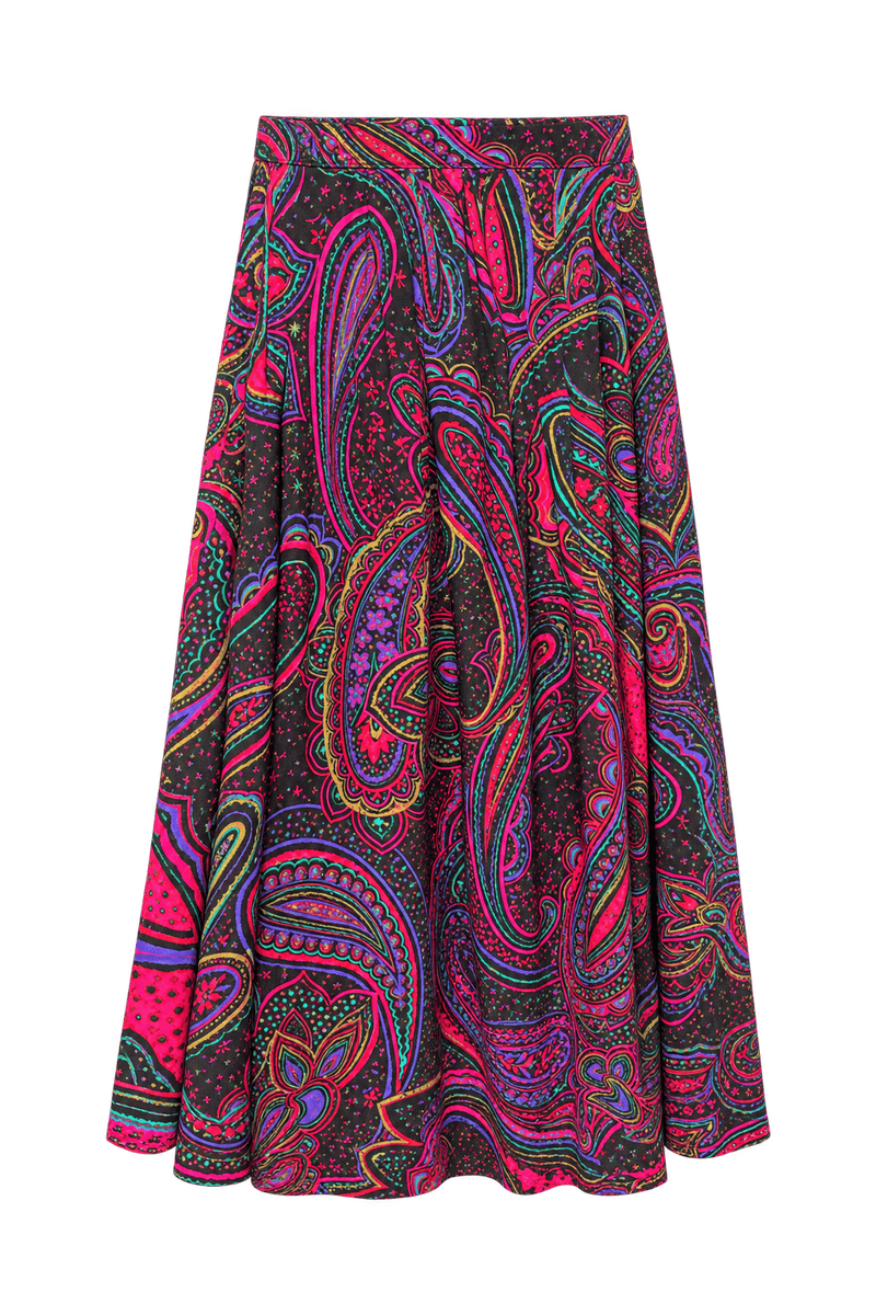 1980s Multicolor Synthetic Blend Skirt - Front View