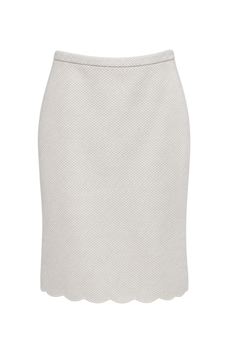 1980s Cream White Synthetic Blend Skirt - Front View