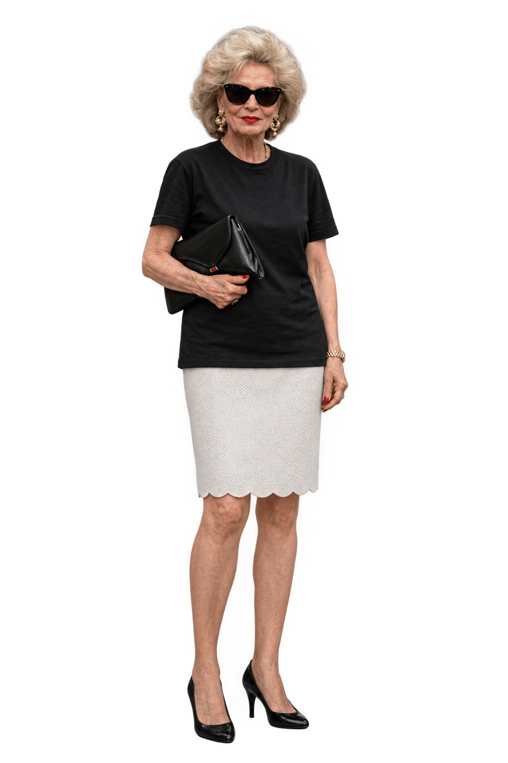 1980s Cream White Synthetic Blend Skirt - Model