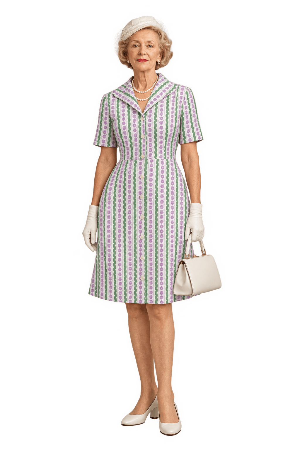 1950s Green Cotton A-line Dress - Model
