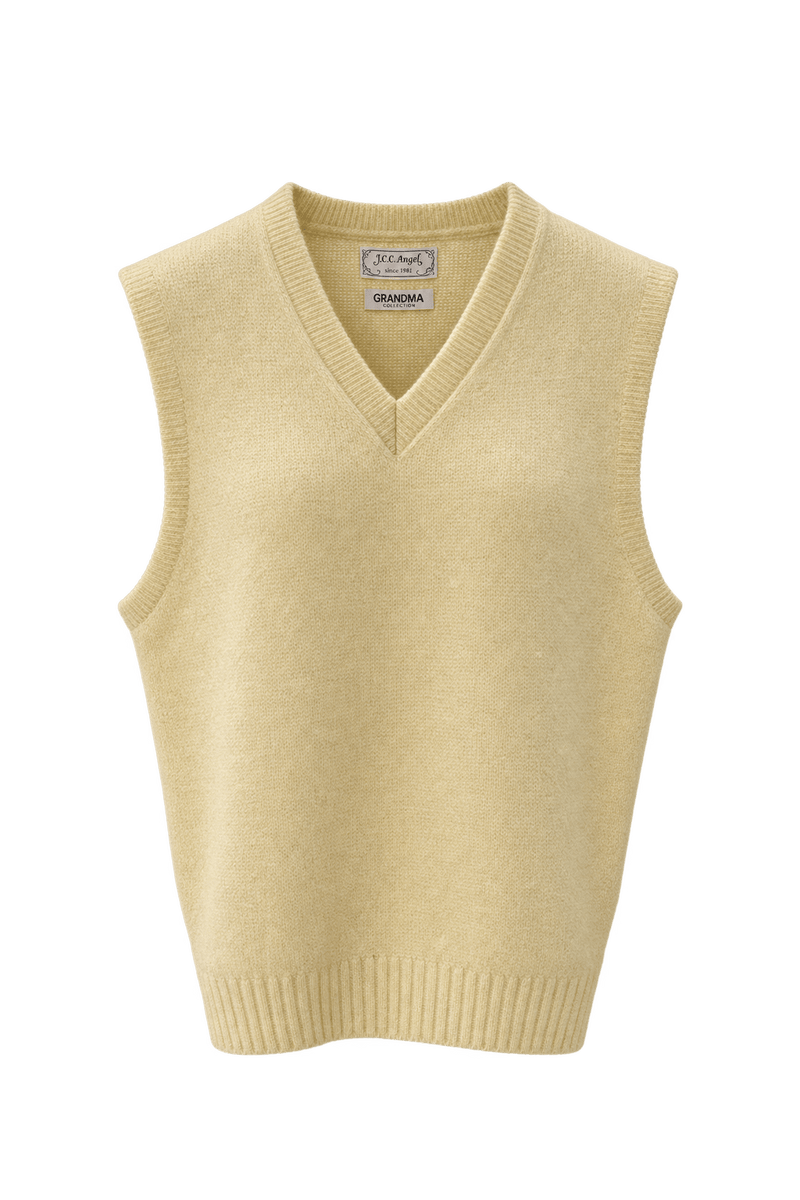 1960s Cream Wool Vest - Front View