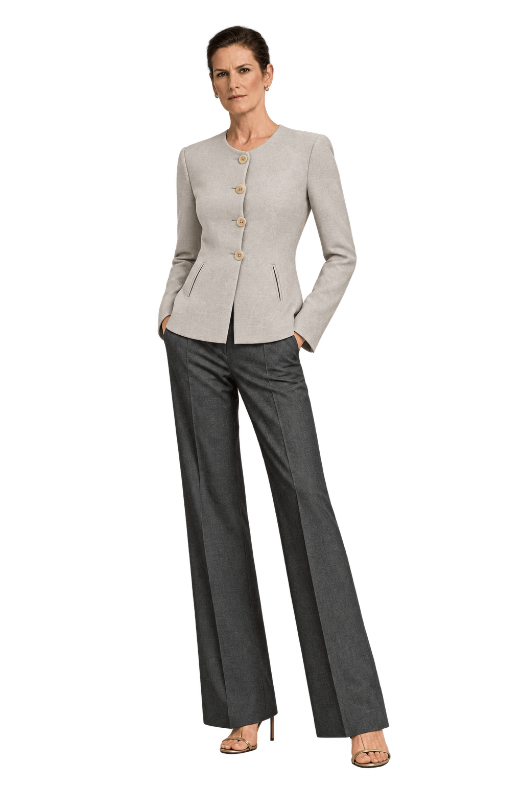 1990s Beige Wool Blend Blazer - Model