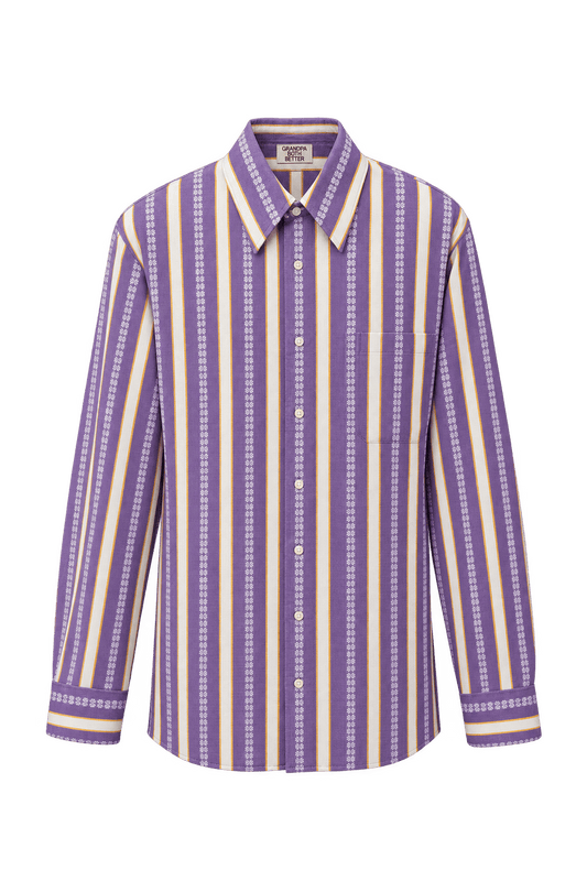 1970s Purple Cotton Blend Shirt - Front View