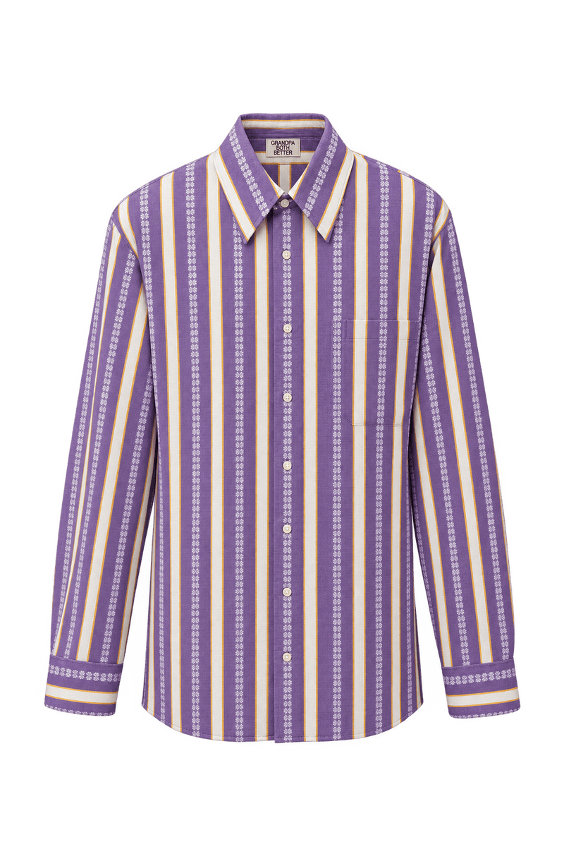 1970s Purple Cotton Blend Shirt - Front View