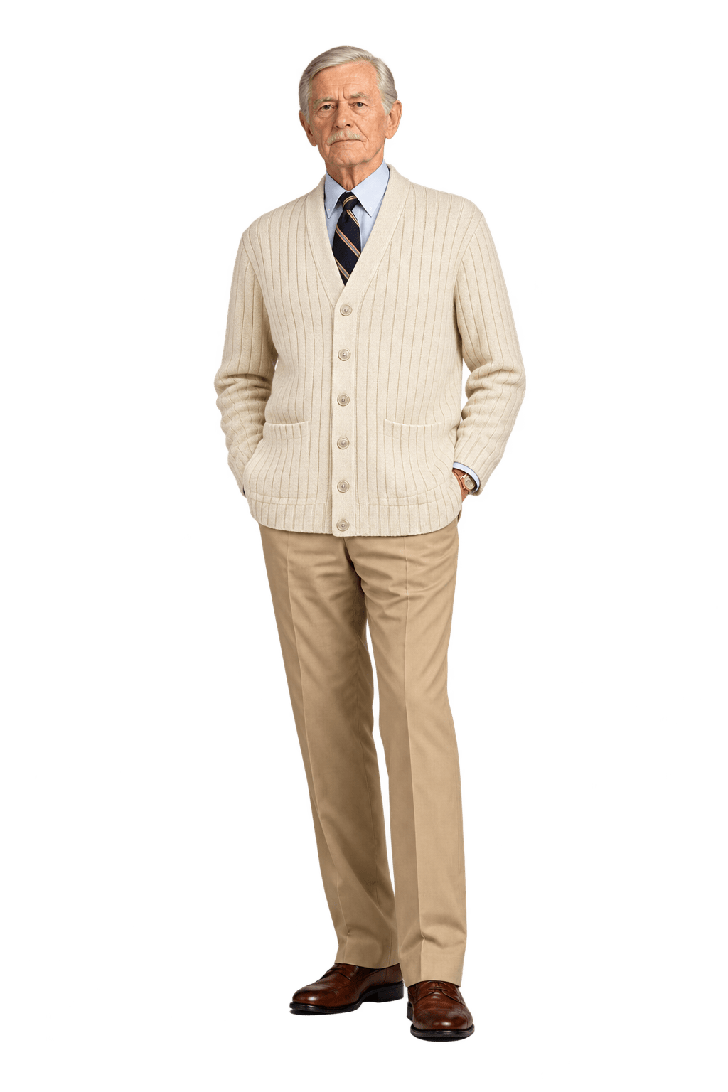 1960s Cream Wool Blend Cardigan - Model