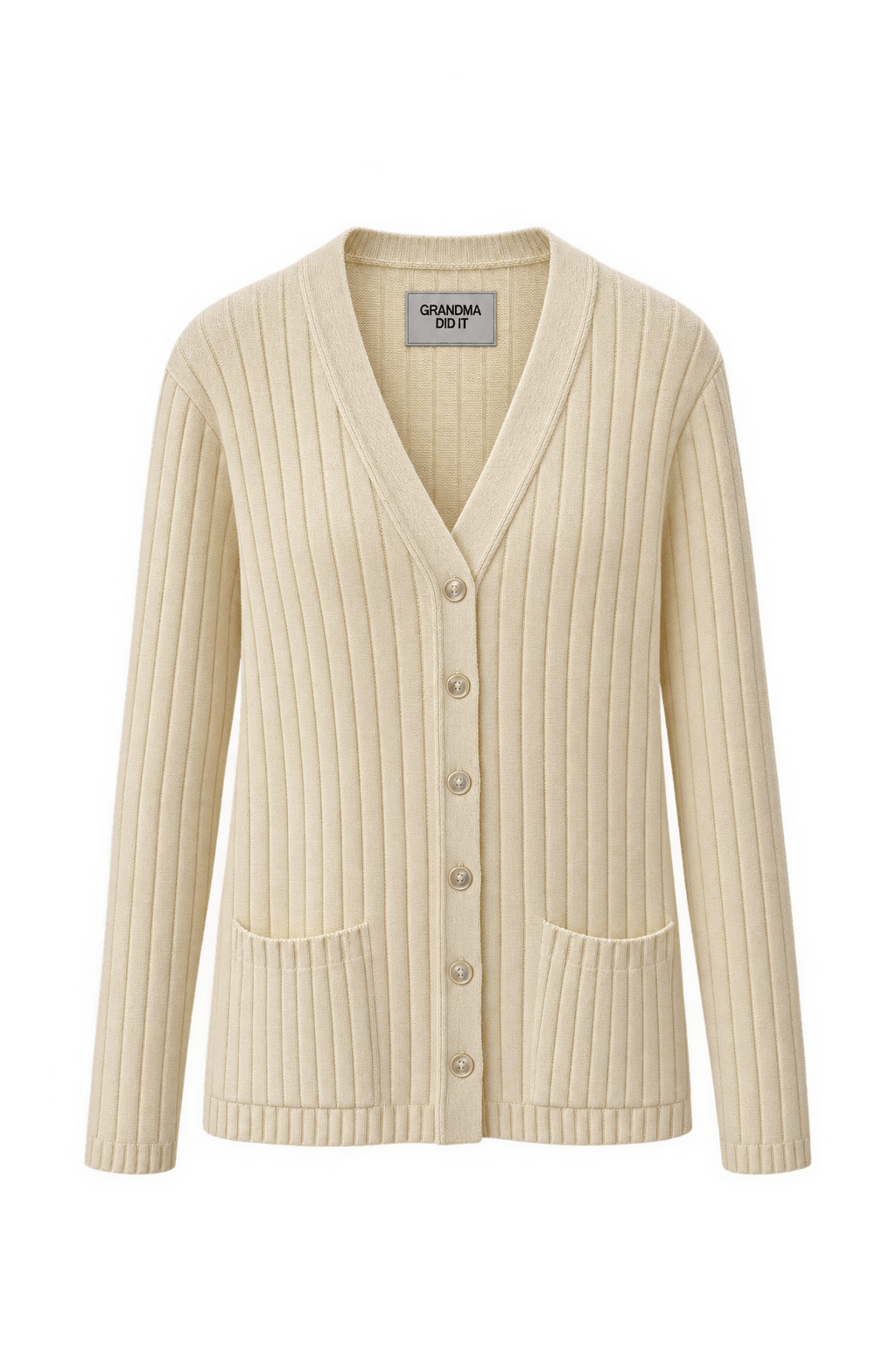 1960s Cream Wool Blend Cardigan - Front View