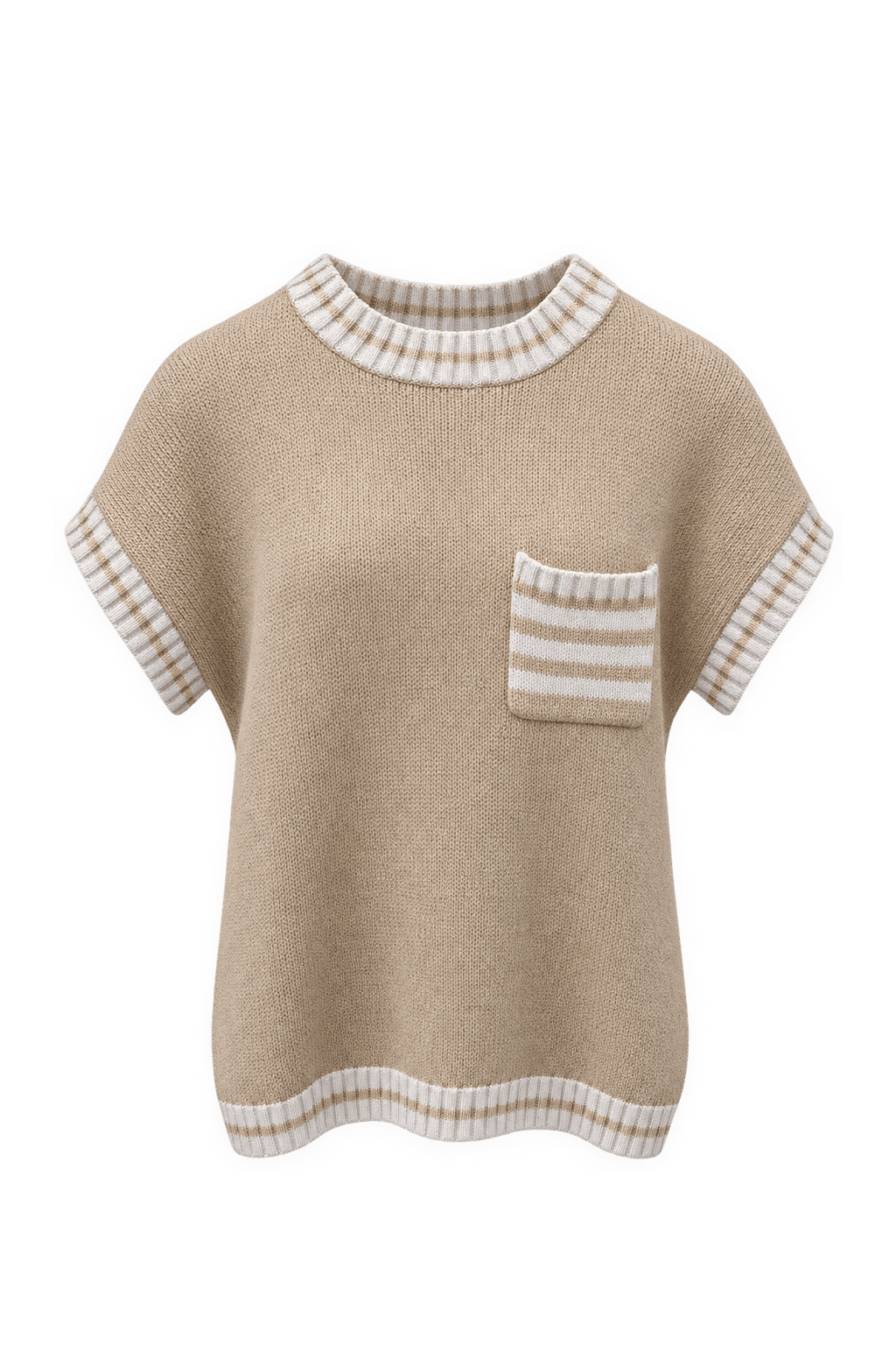 1970s Beige Cotton Blend Sweater - Front View