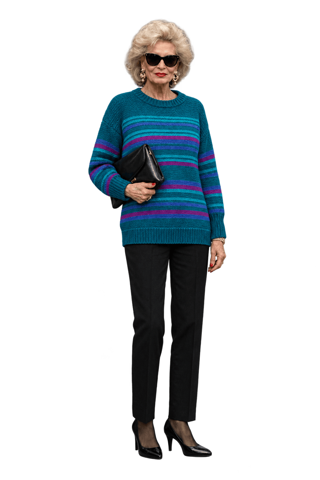 1980s Teal Wool Blend Sweater - Model
