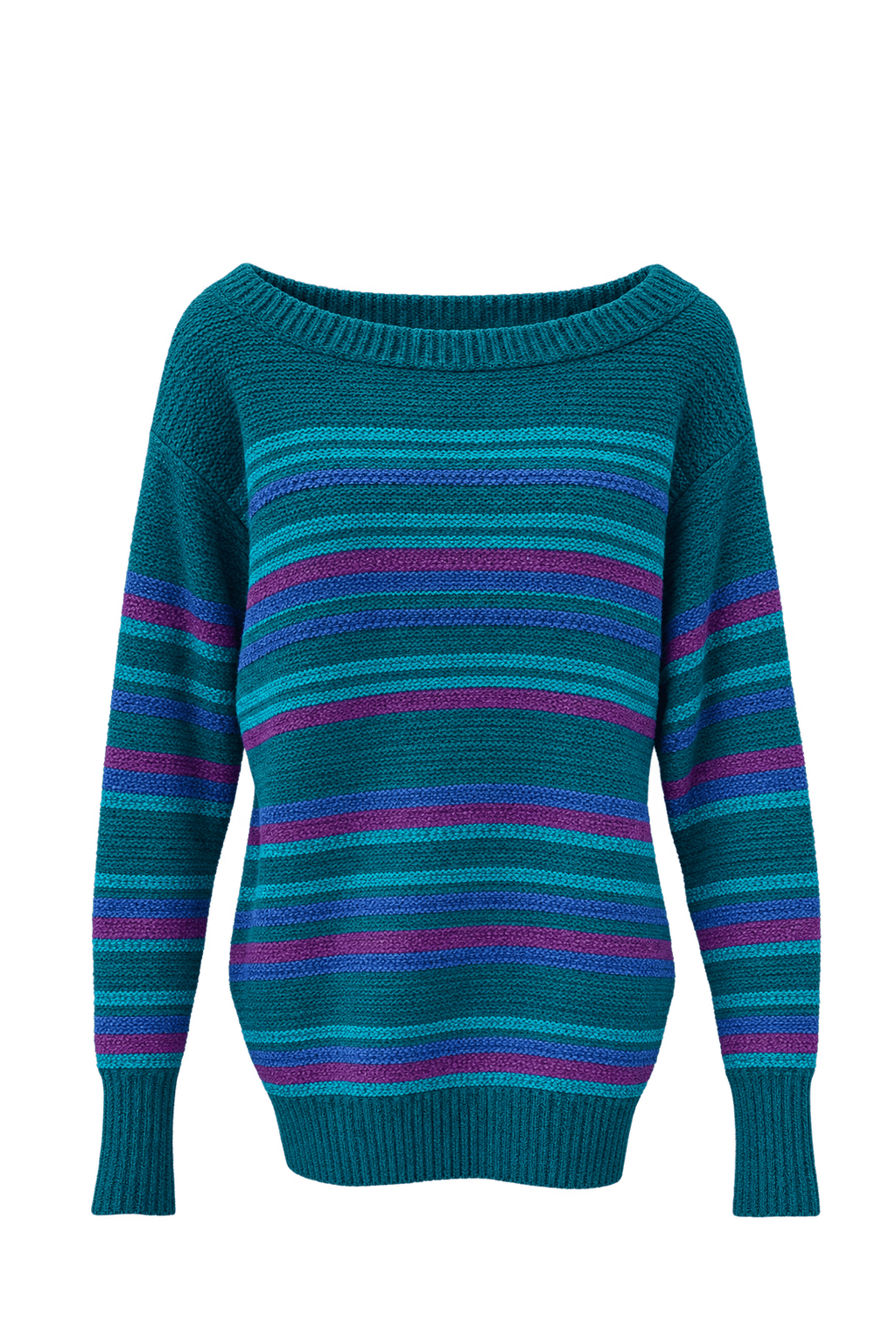 1980s Teal Wool Blend Sweater - Front View