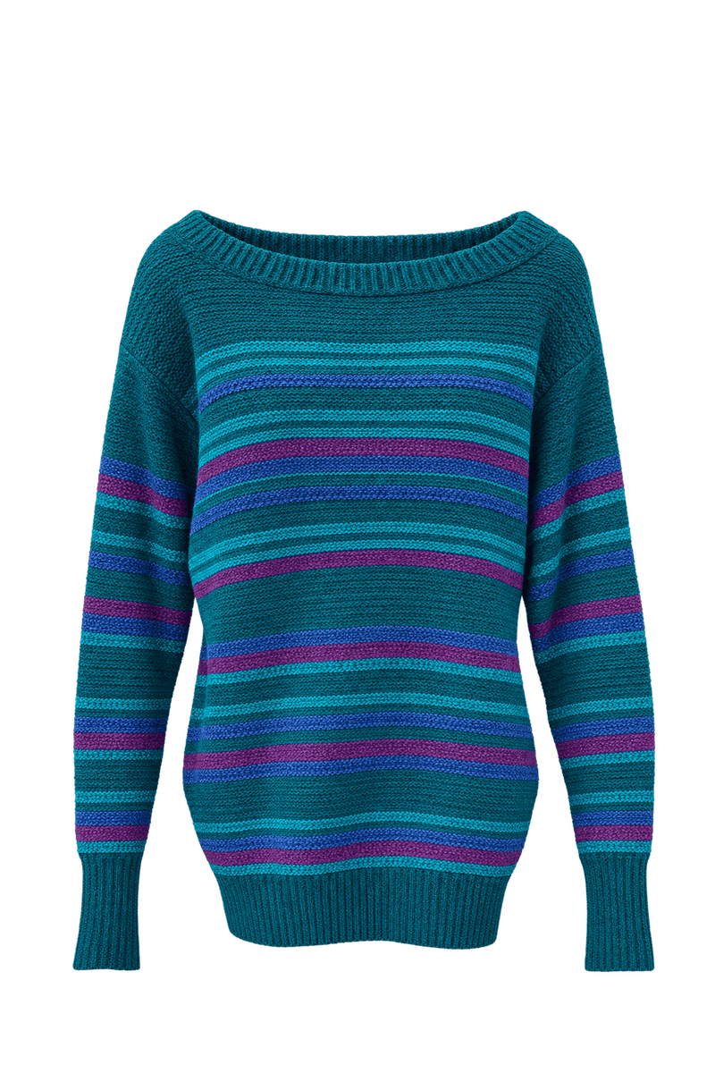 1980s Teal Wool Blend Sweater - Front View